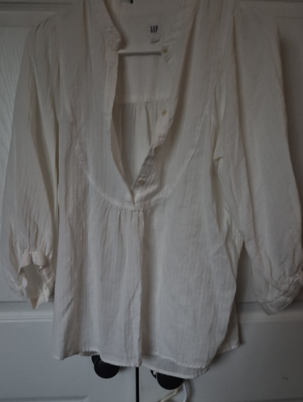 GAP Cream Button-Front Peasant Top